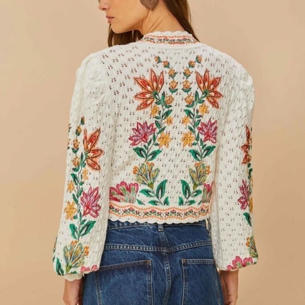 FARM Rio Off White Garden Delight Knit Cardigan - Picture 2 of 13